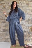 Lindin Linen Blend Kimono Top Washed Navy